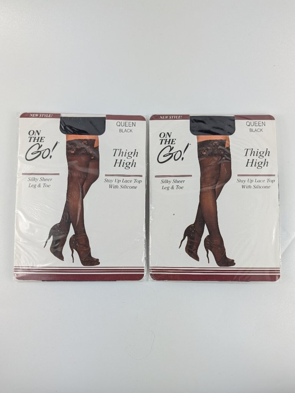 VTG On the Go Black Thigh High Nylon/Spandex Stockings Sheer Toe Queen Size